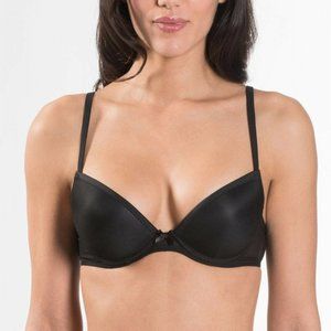 Aubade Nudessence Push Up Bra 36A Black Padded Molded Cups Opaque Paris France